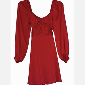 B Darlin Red Long Sleeve Scoop-Neck Mini Dress